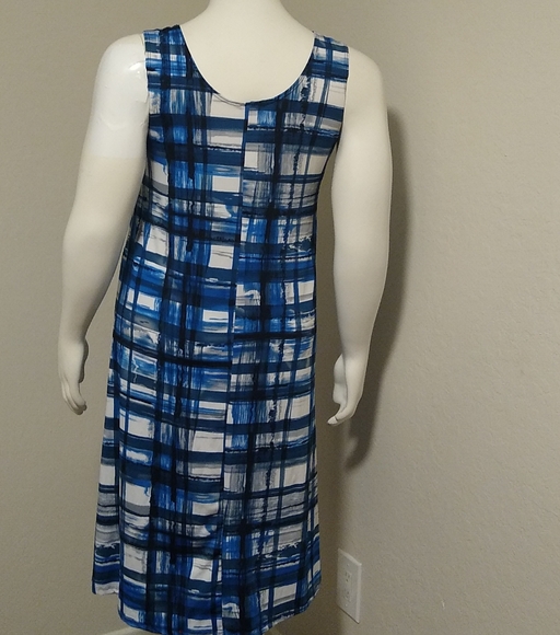 Vejaiz Designs Blue White Plaid Sleeveless Pullover Dress XL - Picture 9 of 11